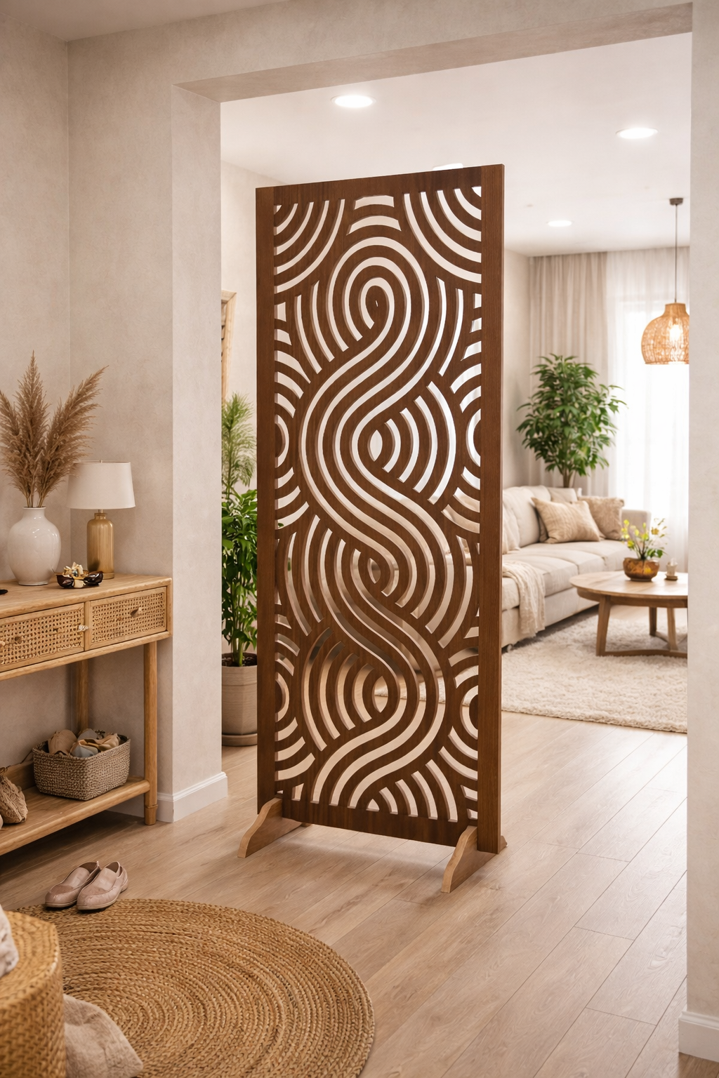 Paravent Fassil séparant l’entrée du salon