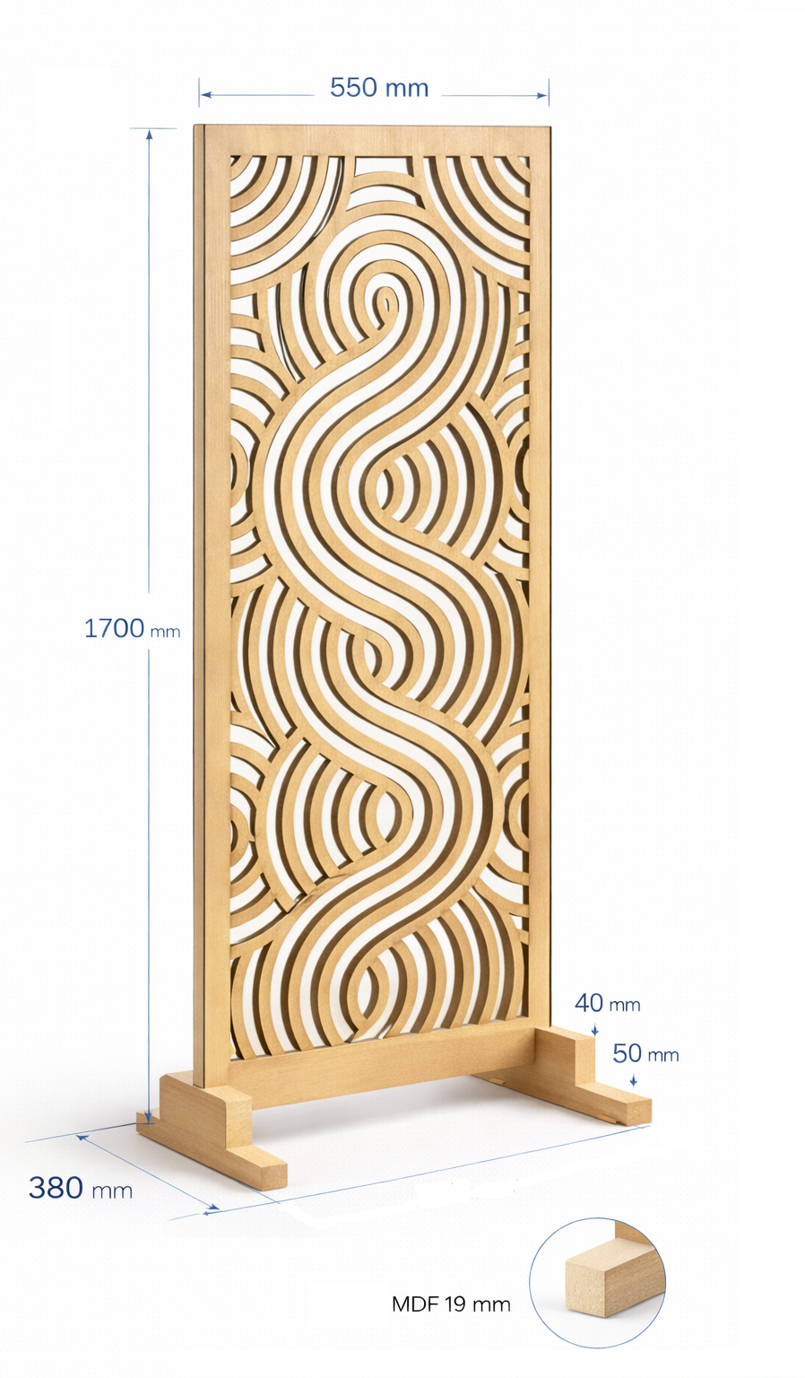 Dessin technique : dimensions du paravent Fassil